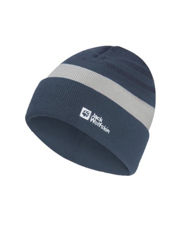 Jack Wolfskin Czapka beanie "Stripy" w kolorze szaro-granatowym