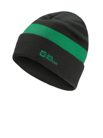 Jack Wolfskin Czapka beanie "Stripy" w kolorze zielono-czarnym