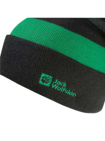 Jack Wolfskin Czapka beanie "Stripy" w kolorze zielono-czarnym