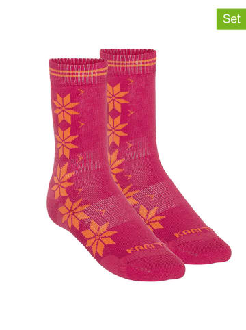KARI TRAA 2er-Set: Funktionssocken "Vinst" in Pink/ Apricot