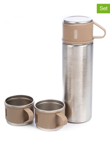 DAM 4tlg. Isolierflaschen-Set in Silber/ Beige