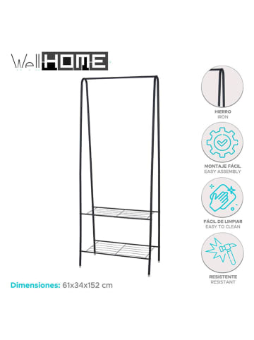 Joybos Wieszak stojący w kolorze czarnym na ubrania - 61 x 152 x 34 cm