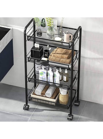 Joybos Regał w kolorze czarnym na kółkach - 29 x 86 x 12 cm