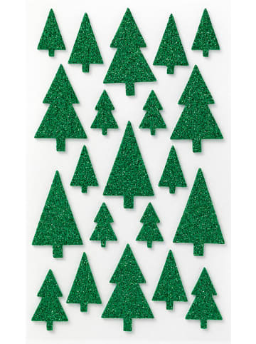 folia PAPER Naklejki brokatowe "Christmas" w kolorze zielonym z gumy piankowej - 5+
