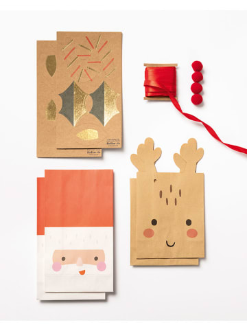 folia PAPER Papieren zakjes set "Santa & Deer" beige/rood