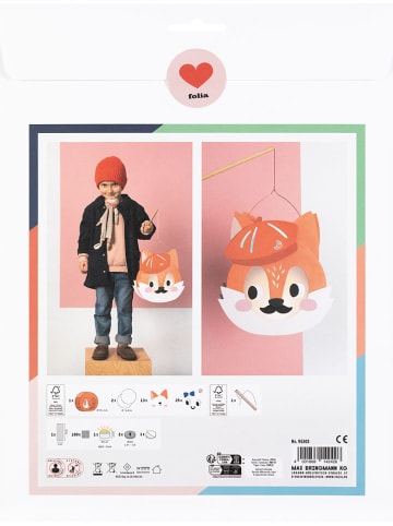 folia PAPER Laternen-Bastelset "Fox" in Orange/ Blau - ab 5 Jahren