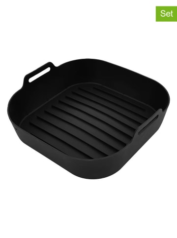 KITCHENCOOK 2-delige set: heteluchtfritteuse bakvormen zwart - (B)21 x (H)6 x (D)21 cm