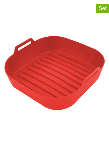 KITCHENCOOK 2er Set: Heißluftfritteusen-Backformen in Rot - (B)21 x (H)6 x (T)21 cm