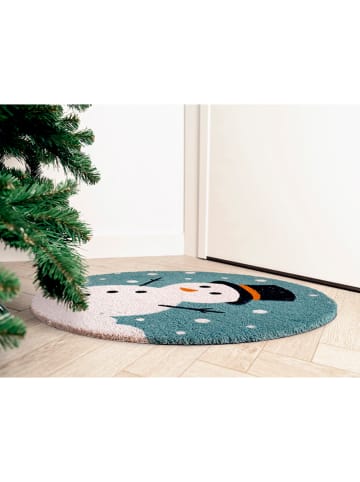 Madre Selva Fußmatte "Navidad" in Blau/ Weiß - Ø 65 cm