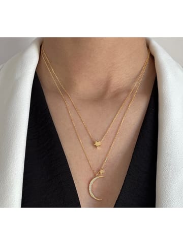 Les Petites Précieuses Pozłacany naszyjnik z elementami ozdobnymi - dł. 39 cm