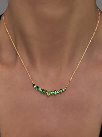 Les Petites Précieuses Pozłacany naszyjnik z kamieniami szlachetnymi - dł. 16 cm