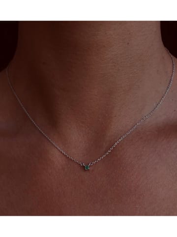 Les Petites Précieuses Srebrny naszyjnik ze szmaragdem - dł. 40 cm