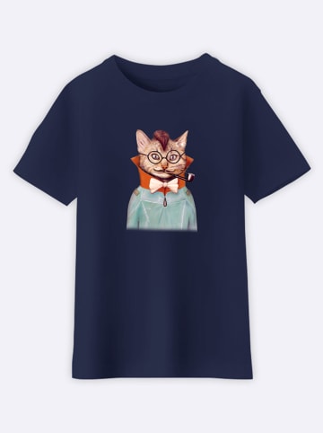 WOOOP Shirt "Electric cat" in Dunkelblau
