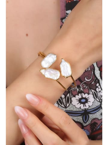 Pierres delicates Pozłacana bransoletka z masą perłową