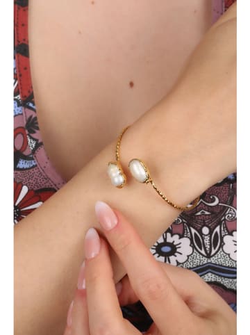 Pierres delicates Vergulde armband met parel