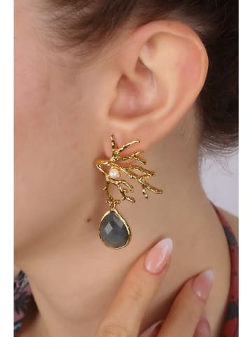 Pierres delicates Vergulde oorstekers met edelstenen