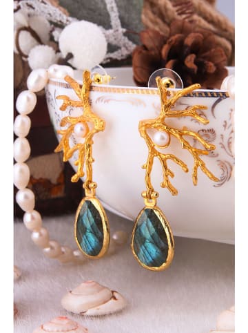 Pierres delicates Vergulde oorstekers met edelstenen