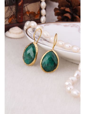 Pierres delicates Vergulde oorhangers met edelstenen