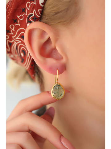 Pierres delicates Pozłacane kolczyki z prehnitami
