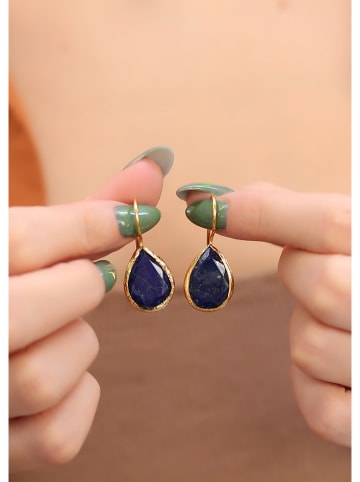 Pierres delicates Pozłacane kolczyki z lapis lazuli