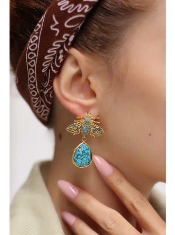 Pierres delicates Vergulde oorstekers met edelstenen