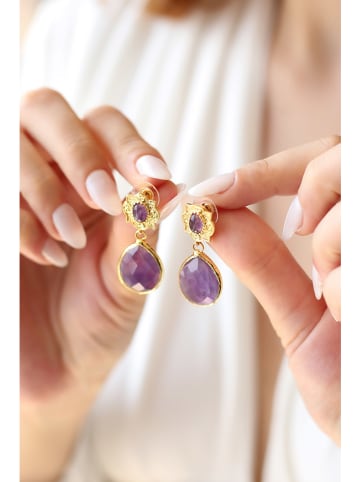 Pierres delicates Vergulde oorstekers met edelstenen