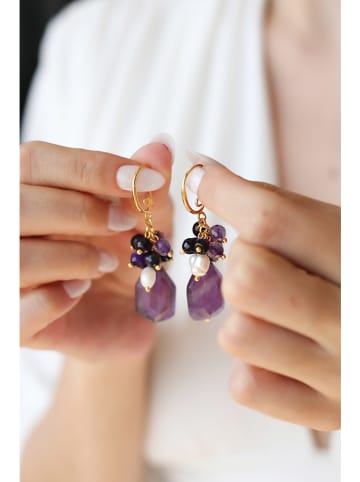 Pierres delicates Pozłacane kolczyki z ametystami