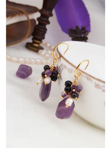 Pierres delicates Pozłacane kolczyki z ametystami