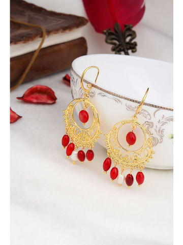 Pierres delicates Pozłacane kolczyki z koralami