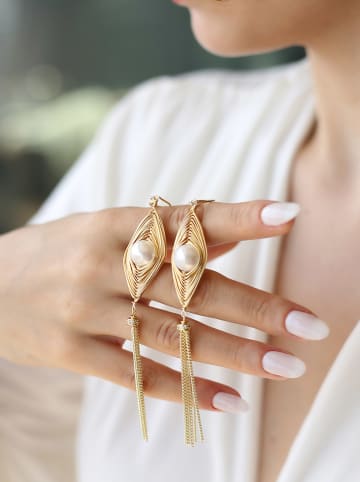 Pierres delicates Vergulde oorhangers met edelstenen