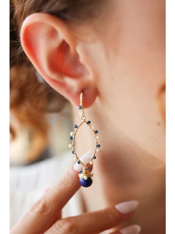 Pierres delicates Vergulde oorhangers met edelstenen