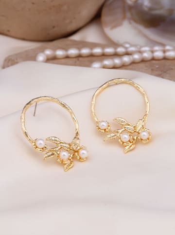 Pierres delicates Pozłacane kolczyki-wkrętki z perłami