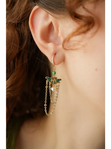 Pierres delicates Vergulde oorhangers met edelstenen