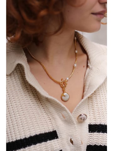 Pierres delicates Vergulde ketting met parelmoer - (L)50 cm