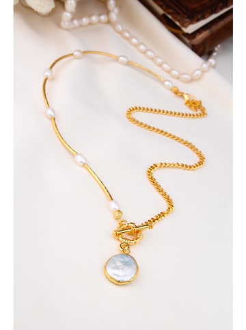 Pierres delicates Vergulde ketting met parelmoer - (L)50 cm