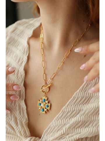 Pierres delicates Vergold. Halskette mit Edelsteinen - (L)47 cm