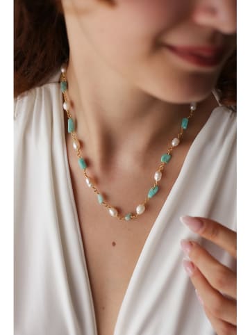 Pierres delicates Vergulde ketting met edelstenen - (L)43 cm