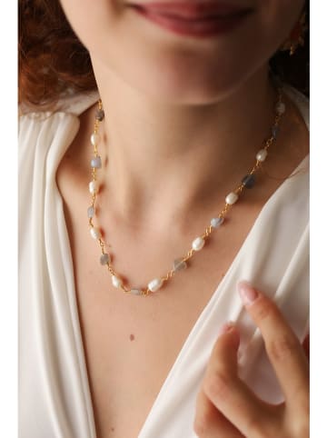 Pierres delicates Vergulde ketting met edelstenen - (L)43 cm