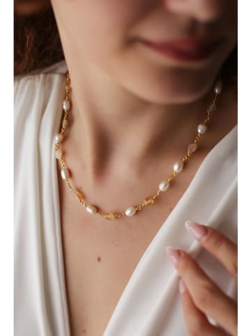 Pierres delicates Vergold. Halskette mit Edelsteinen - (L)43 cm