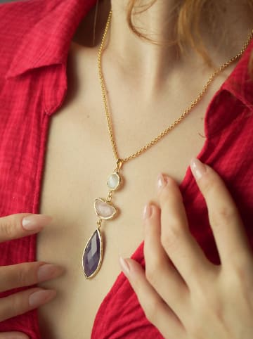 Pierres delicates Vergulde ketting met hanger - (L)50 cm