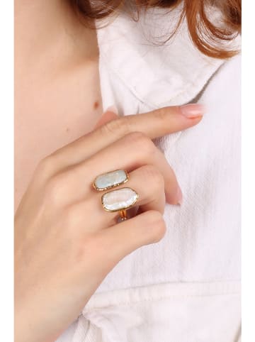 Pierres delicates Vergulde ring met parelmoer