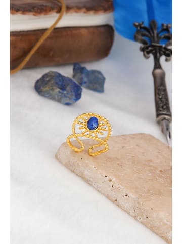 Pierres delicates Pozłacany pierścionek z lapis lazuli