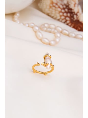 Pierres delicates Vergulde ring met parelmoer