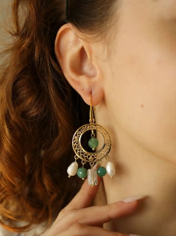 L'Atelier de Gaia Vergold. Ohrhänger mit Edelsteinen und Perlen