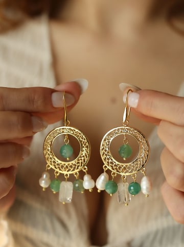 L'Atelier de Gaia Vergold. Ohrhänger mit Edelsteinen und Perlen