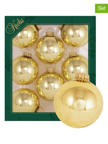 Krebs Glas Lauscha Christbaumkugeln in Gold - 8 Stück - Ø 7 cm