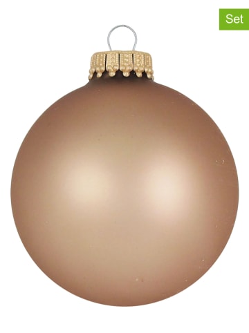 Krebs Glas Lauscha Christbaumkugeln in Hellbraun - 8 Stück - Ø 7 cm