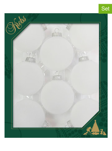 Krebs Glas Lauscha Christbaumkugeln in Weiß - 8 Stück - Ø 7 cm