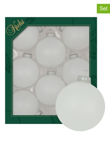 Krebs Glas Lauscha Christbaumkugeln in Weiß - 8 Stück - Ø 7 cm