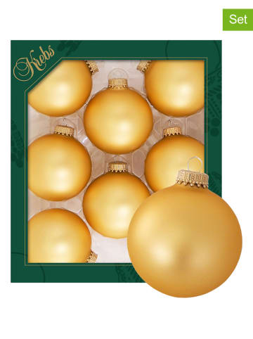 Krebs Glas Lauscha Christbaumkugeln in Gold - 8 Stück - Ø 7 cm